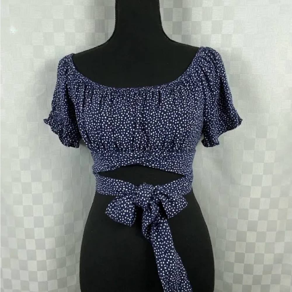 Hollister Navy Polka Dot Crop Top